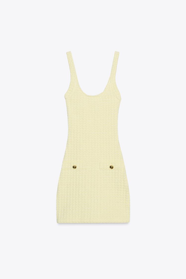 Yellow Halter Neck Stretch Dress