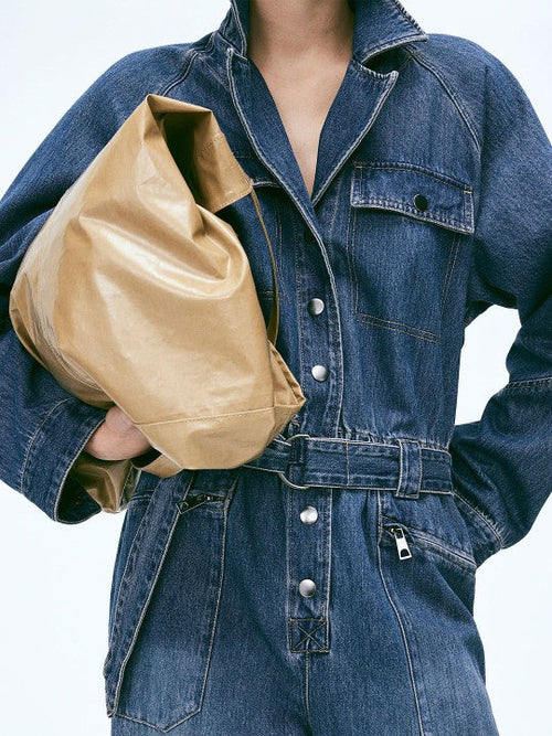 Adjustable Waist Denim Jumpsuit