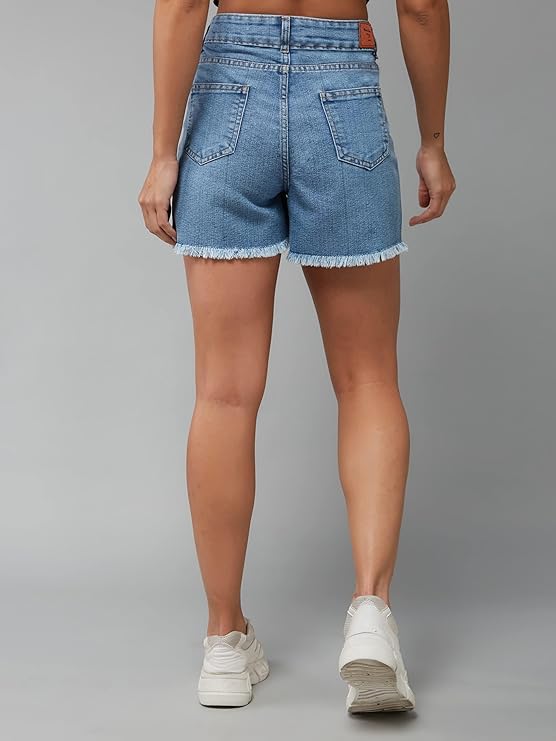 Relaxed Fit Mid Rise Denim Shorts