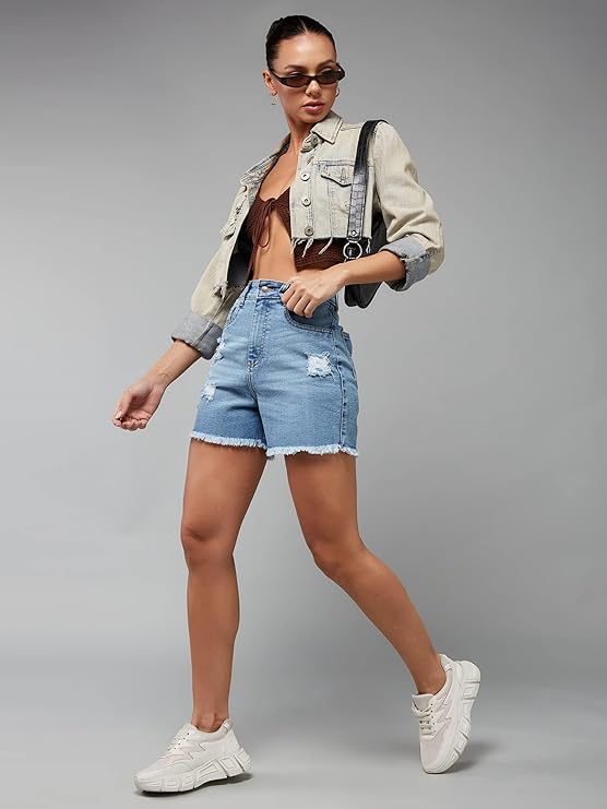 Relaxed Fit Mid Rise Denim Shorts
