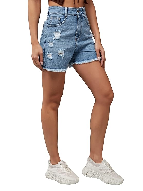 Relaxed Fit Mid Rise Denim Shorts