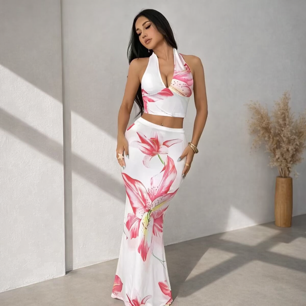 Ailany Floral Printed Top & Maxi Skirt Co-Ord Set