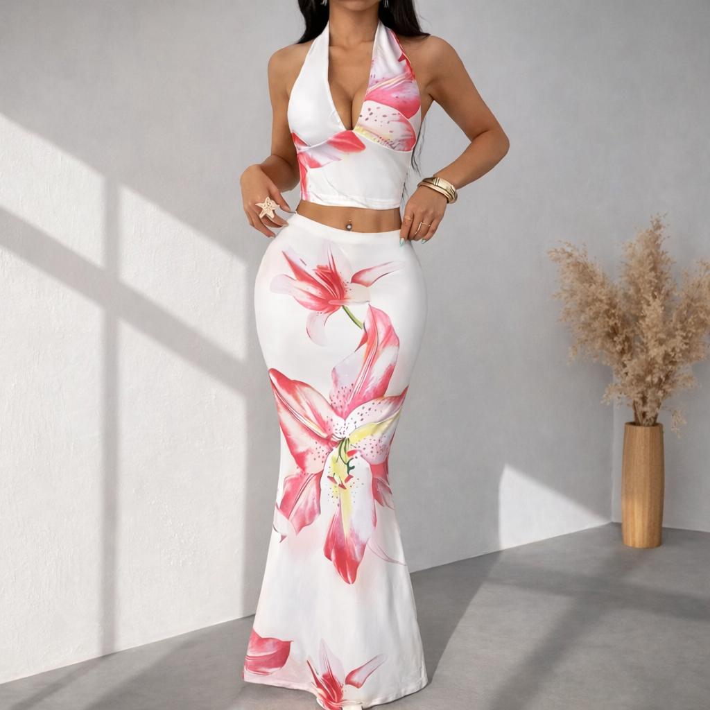 Ailany Floral Printed Top & Maxi Skirt Co-Ord Set