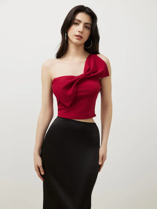 Andrea Red Bow Top